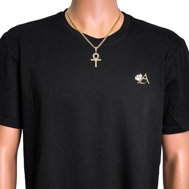 14k Yellow Gold Three Row Diamond Ankh Cross Pendant 2.75 Ctw
